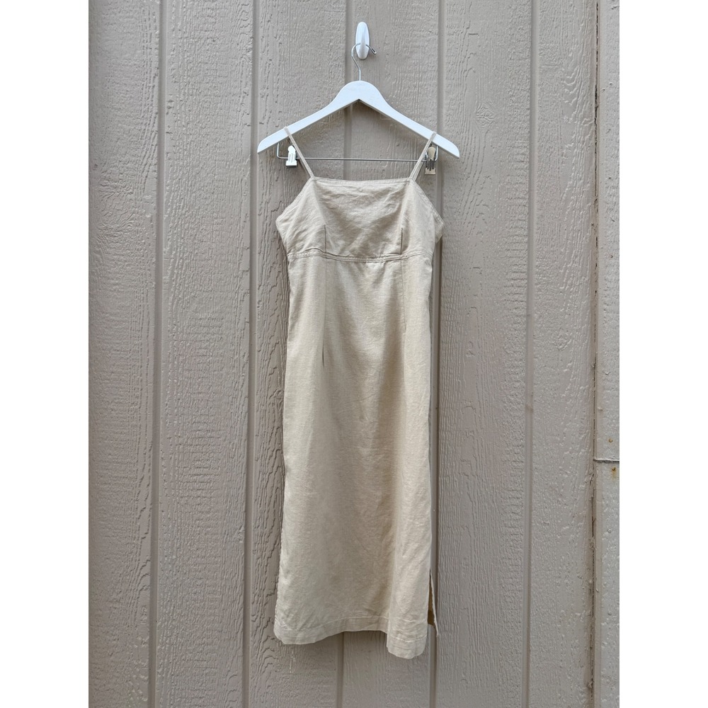 Joe Fresh 0 Midi Dress Coastal Minimalist Linen Cotton Cutout Back